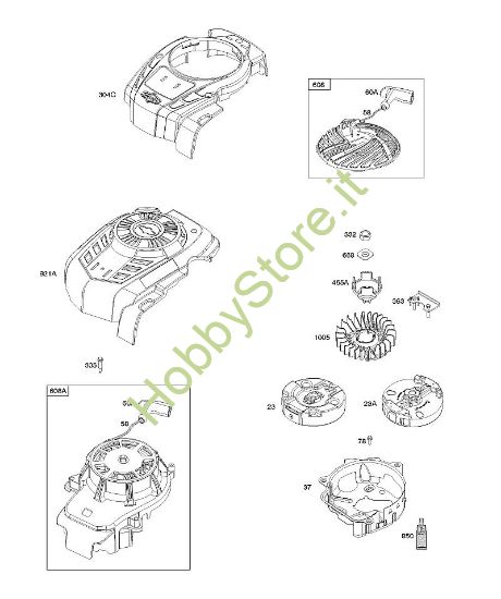 D - Alloggiamento ventola, volano, avviatore autoavvolgente B&S - 10 €¦ 104M05-0024-H1 brand Stihl